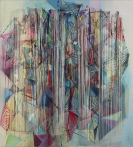 Eozen Agopian Crashed, 2012 Acrylic, oil and thread on canvas 47.5 x 43.3 inches