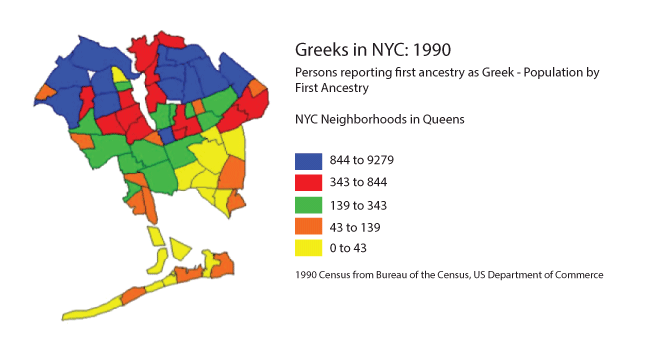 Graph of Greeks in NYC in 1990